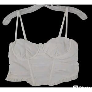 TicToc White Nylon Bra Bralette Bustier Corset Size M Crop Top.